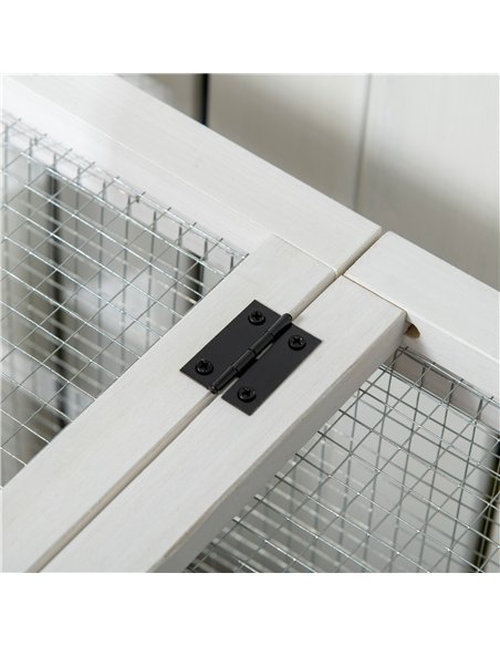 PawHut Wooden Rabbit Hutch, Guinea Pig Cage, with Removable Tray, Wheels - Grey - pic 149814 | FastDaddyshop