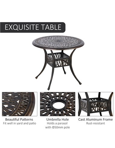 Outsunny 5-Piece Outdoor Furniture Dining Set with 4 Chairs, 1 Round Table & Umbrella Hole