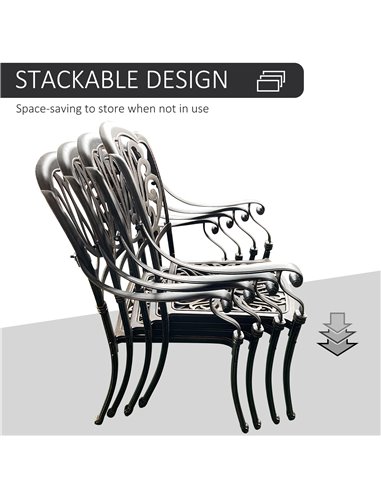 Outsunny 5-Piece Outdoor Furniture Dining Set with 4 Chairs, 1 Round Table & Umbrella Hole