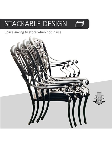 Outsunny 5-Piece Outdoor Furniture Dining Set with 4 Chairs, 1 Round Table & Umbrella Hole - pic 14983 | FastDaddyshop