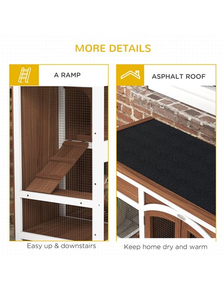 PawHut Two-Tier Wooden Pet Hutch with Openable Roof, Slide-Out Tray - pic 149849 | FastDaddyshop