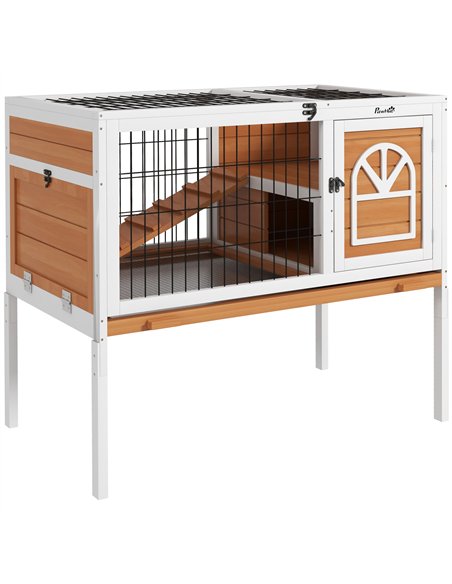 PawHut Wooden Rabbit Hutch, Guinea Pig Cage, with Removable Tray, Openable Roof - pic 149852 | FastDaddyshop