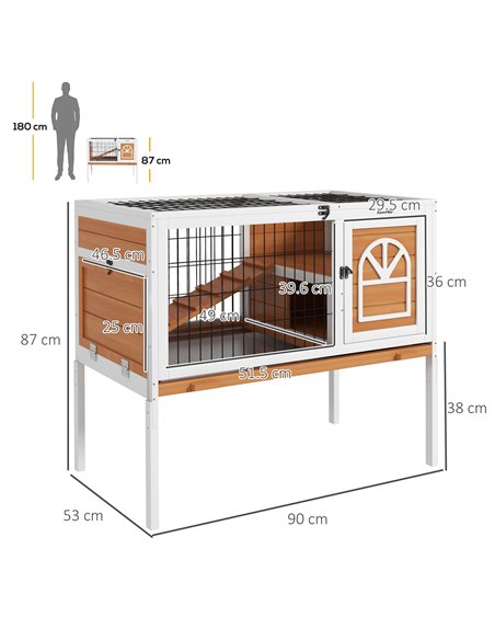 PawHut Wooden Rabbit Hutch, Guinea Pig Cage, with Removable Tray, Openable Roof - pic 149854 | FastDaddyshop