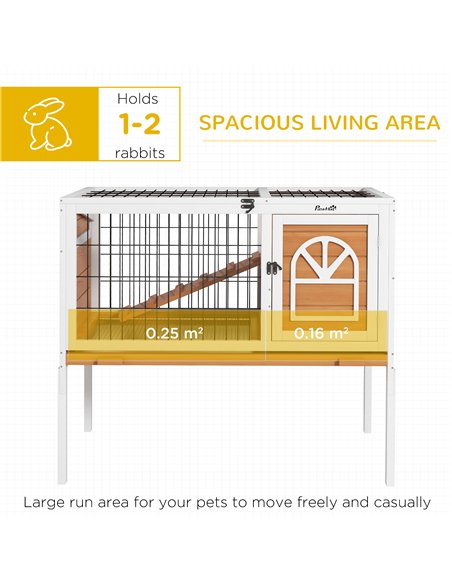 PawHut Wooden Rabbit Hutch, Guinea Pig Cage, with Removable Tray, Openable Roof - pic 149855 | FastDaddyshop