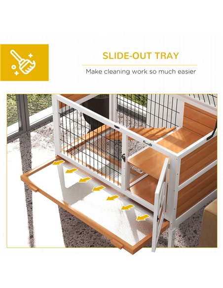 PawHut Wooden Rabbit Hutch, Guinea Pig Cage, with Removable Tray, Openable Roof - pic 149857 | FastDaddyshop