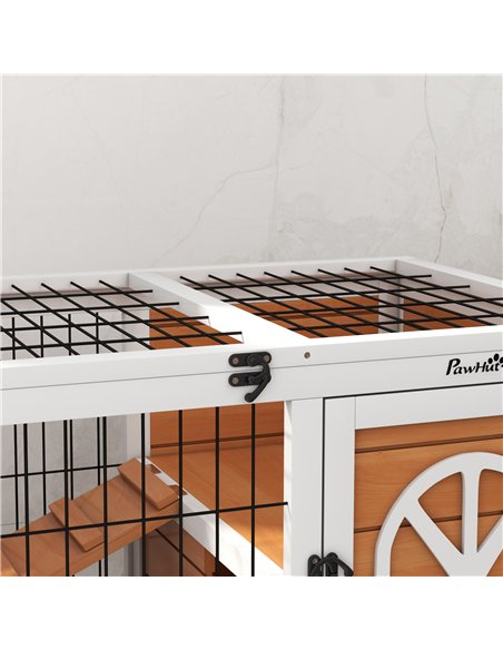 PawHut Wooden Rabbit Hutch, Guinea Pig Cage, with Removable Tray, Openable Roof - pic 149859 | FastDaddyshop