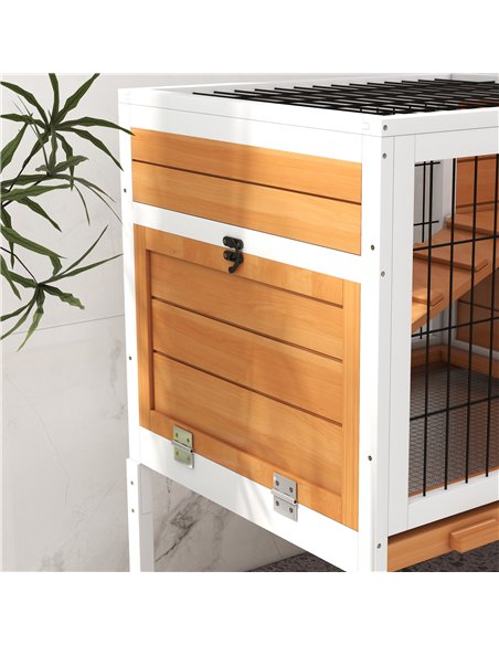 PawHut Wooden Rabbit Hutch, Guinea Pig Cage, with Removable Tray, Openable Roof - pic 149860 | FastDaddyshop