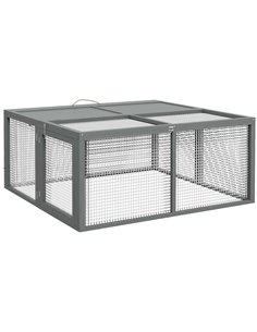 PawHut Wooden Folding Rabbit Hutch, for 2-3 Rabbits - Grey