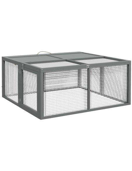 PawHut Wooden Folding Rabbit Hutch, for 2-3 Rabbits - Grey - pic 149861 | FastDaddyshop