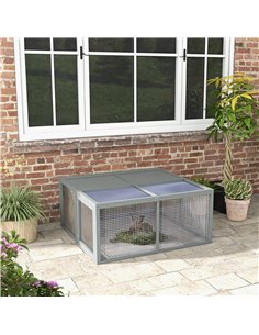 PawHut Wooden Folding Rabbit Hutch, for 2-3 Rabbits - Grey 2
