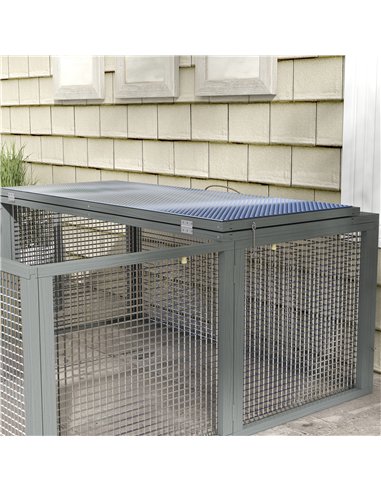 PawHut Wooden Folding Rabbit Hutch, for 2-3 Rabbits - Grey