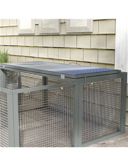 PawHut Wooden Folding Rabbit Hutch, for 2-3 Rabbits - Grey - pic 149867 | FastDaddyshop