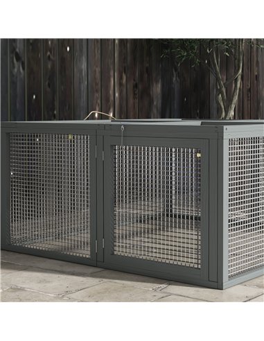 PawHut Wooden Folding Rabbit Hutch, for 2-3 Rabbits - Grey