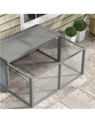 PawHut Wooden Folding Rabbit Hutch, for 2-3 Rabbits - Grey