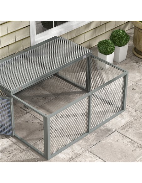 PawHut Wooden Folding Rabbit Hutch, for 2-3 Rabbits - Grey - pic 149869 | FastDaddyshop