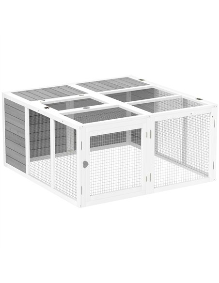 PawHut Rabbit Hutch with Openable Foldable Roof, Light Grey - pic 149897 | FastDaddyshop