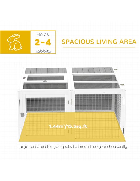 PawHut Rabbit Hutch with Openable Foldable Roof, Light Grey - pic 149900 | FastDaddyshop