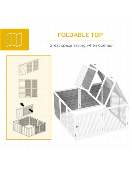 PawHut Rabbit Hutch with Openable Foldable Roof, Light Grey - pic 149902 | FastDaddyshop