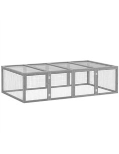 PawHut Wooden Rabbit Hutch Cage 6ft with Wire Mesh, Openable Roof, Play Space for Outdoor, Grey