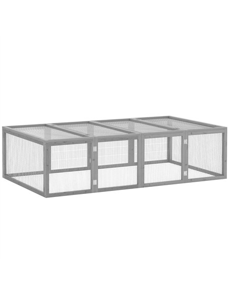 PawHut Wooden Rabbit Hutch Cage 6ft with Wire Mesh, Openable Roof, Play Space for Outdoor, Grey - pic 149933 | FastDaddyshop