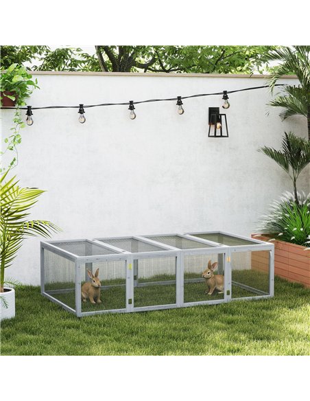 PawHut Wooden Rabbit Hutch Cage 6ft with Wire Mesh, Openable Roof, Play Space for Outdoor, Grey - pic 149934 | FastDaddyshop