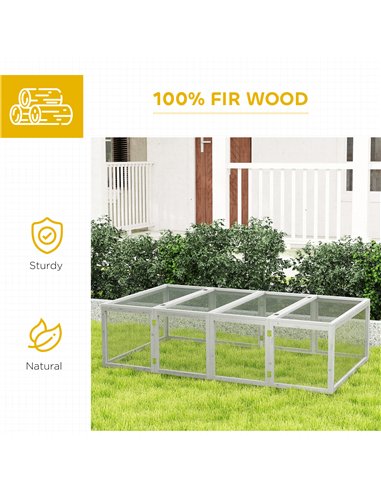 PawHut Wooden Rabbit Hutch Cage 6ft with Wire Mesh, Openable Roof, Play Space for Outdoor, Grey