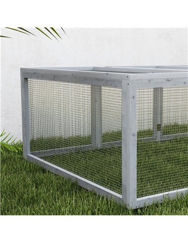PawHut Wooden Rabbit Hutch Cage 6ft with Wire Mesh, Openable Roof, Play Space for Outdoor, Grey