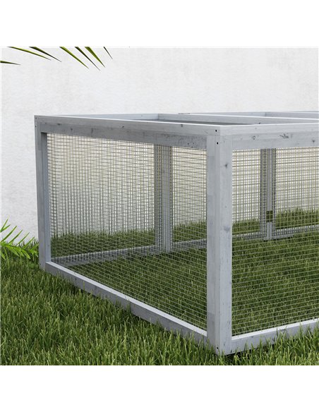 PawHut Wooden Rabbit Hutch Cage 6ft with Wire Mesh, Openable Roof, Play Space for Outdoor, Grey - pic 149940 | FastDaddyshop