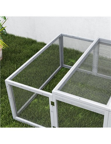 PawHut Wooden Rabbit Hutch Cage 6ft with Wire Mesh, Openable Roof, Play Space for Outdoor, Grey