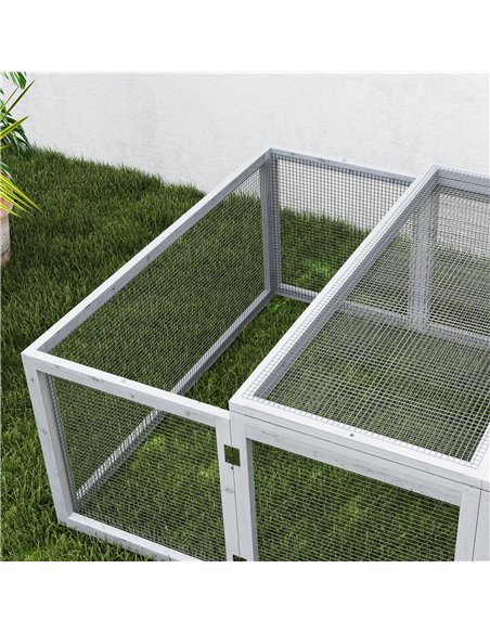 PawHut Wooden Rabbit Hutch Cage 6ft with Wire Mesh, Openable Roof, Play Space for Outdoor, Grey - pic 149941 | FastDaddyshop