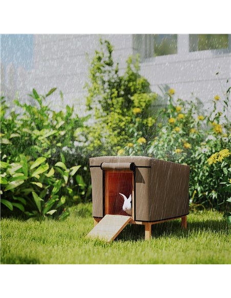 PawHut Waterproof Rabbit Hutch Cover for X-D2-0047 and Similar Model Rabbit Hutch, 43 x 52 x 37 cm, Brown - pic 149979 | FastDaddyshop