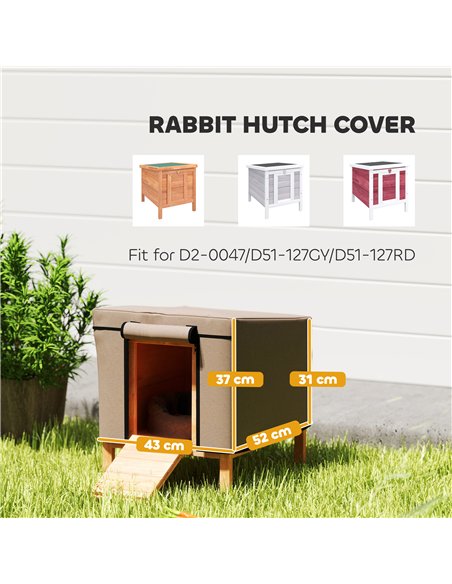 PawHut Waterproof Rabbit Hutch Cover for X-D2-0047 and Similar Model Rabbit Hutch, 43 x 52 x 37 cm, Brown - pic 149980 | FastDaddyshop