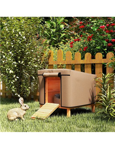 PawHut Waterproof Rabbit Hutch Cover for X-D2-0047 and Similar Model Rabbit Hutch, 43 x 52 x 37 cm, Brown