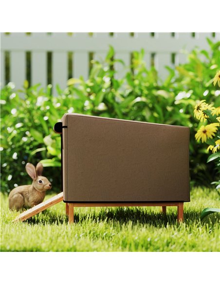 PawHut Waterproof Rabbit Hutch Cover for X-D2-0047 and Similar Model Rabbit Hutch, 43 x 52 x 37 cm, Brown - pic 149986 | FastDaddyshop