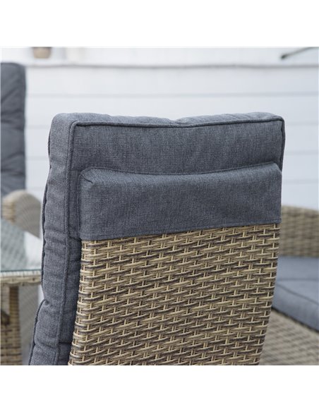 Outsunny 6 Pieces PE Rattan Dining Set with Dining Table and Chaise Lounge Chair, Mixed Grey - pic 15009 | FastDaddyshop