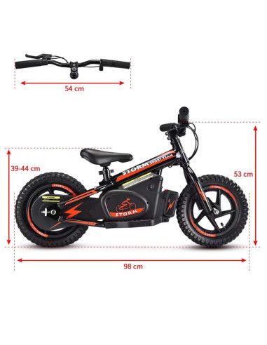 Storm Kids 100w 12" Electric Balance Bike for 3+ Years Old, Black, pic5