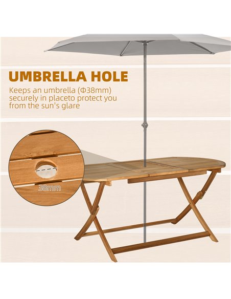 Outsunny 7 Piece Wooden Garden Dining Set with Umbrella Hole, Folding Dining Table and Armchairs with Parasol Hole, Teak - pic 15016 | FastDaddyshop