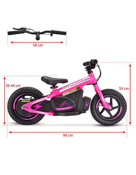 Storm Kids 100w 12" Electric Balance Bike for 3+ Years Old, Pink, pic5 - pic 150177 | FastDaddyshop