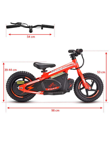 Storm Kids 100w 12" Electric Balance Bike for 3+ Years Old, Red, pic6