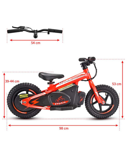Storm Kids 100w 12" Electric Balance Bike for 3+ Years Old, Red, pic6 - pic 150188 | FastDaddyshop