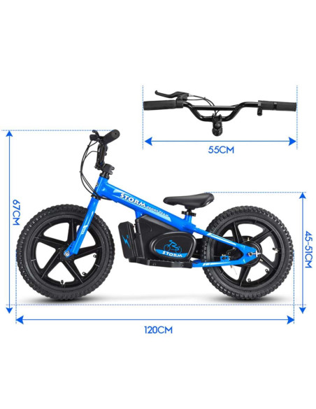 Storm Kids 170w 16" Electric Balance Bike for 5+ Years Old, Black, pic6 - pic 150199 | FastDaddyshop