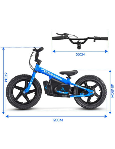 Storm Kids 170w 16" Electric Balance Bike for 5+ Years Old, Blue, pic5