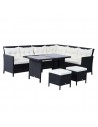 Outsunny 8-Seater Garden Rattan Corner Dining Sofa Set with Cushion, Black