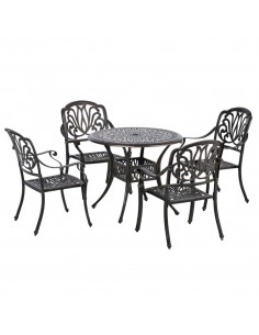 Outsunny 5-Piece Outdoor Furniture Dining Set with 4 Chairs, 1 Round Table & Umbrella Hole