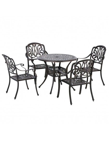 Outsunny 5-Piece Outdoor Furniture Dining Set with 4 Chairs, 1 Round Table & Umbrella Hole - pic 15028 | FastDaddyshop