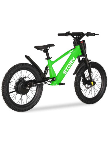 Storm Kids 500w 20" Electric Motorbike for 14+ Years Old, Green, pic4