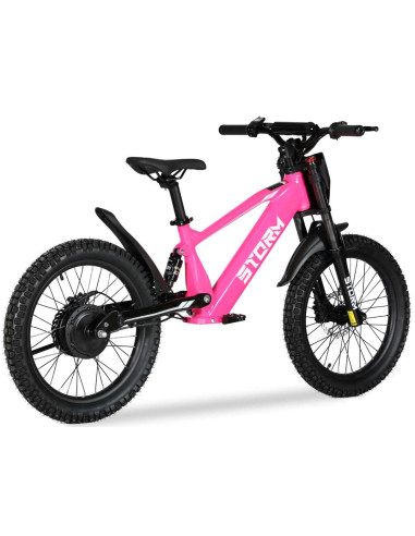 Storm Kids 500w 20" Electric Motorbike for 14+ Years Old, Pink, pic4