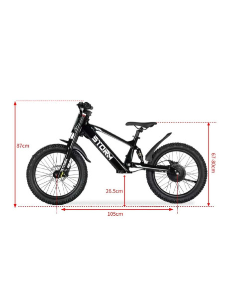 Storm Kids 500w 20" Electric Motorbike for 14+ Years Old, Red, pic7 - pic 150314 | FastDaddyshop