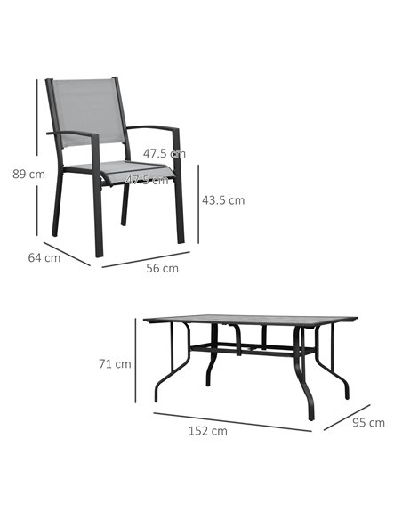Outsunny 7 Piece Garden Dining Set with Armchairs, Table and Parasol Hole, Grey - pic 15033 | FastDaddyshop