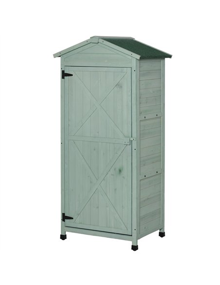 Outsunny Wooden Garden Shed, Outdoor Storage Cabinet with 2 Shelves and Hooks, Locking Organiser Outdoor Narrow Tool House, 74x5 - pic 150343 | FastDaddyshop